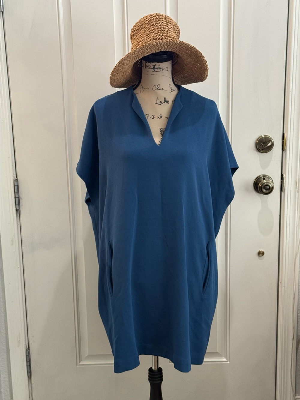 Diane Von Furstenberg Oversized Loose Coastal Blue Dress w/Pockets -S